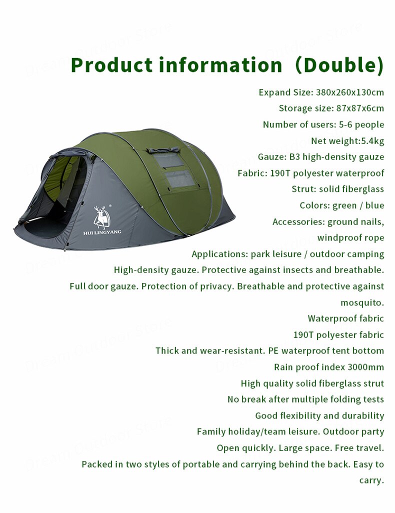 Cheap Goat Tents HUI LINGYANG outdoor waterproof throw tent automatic tents throwing pop up  camping hiking tent large family tents Tents 